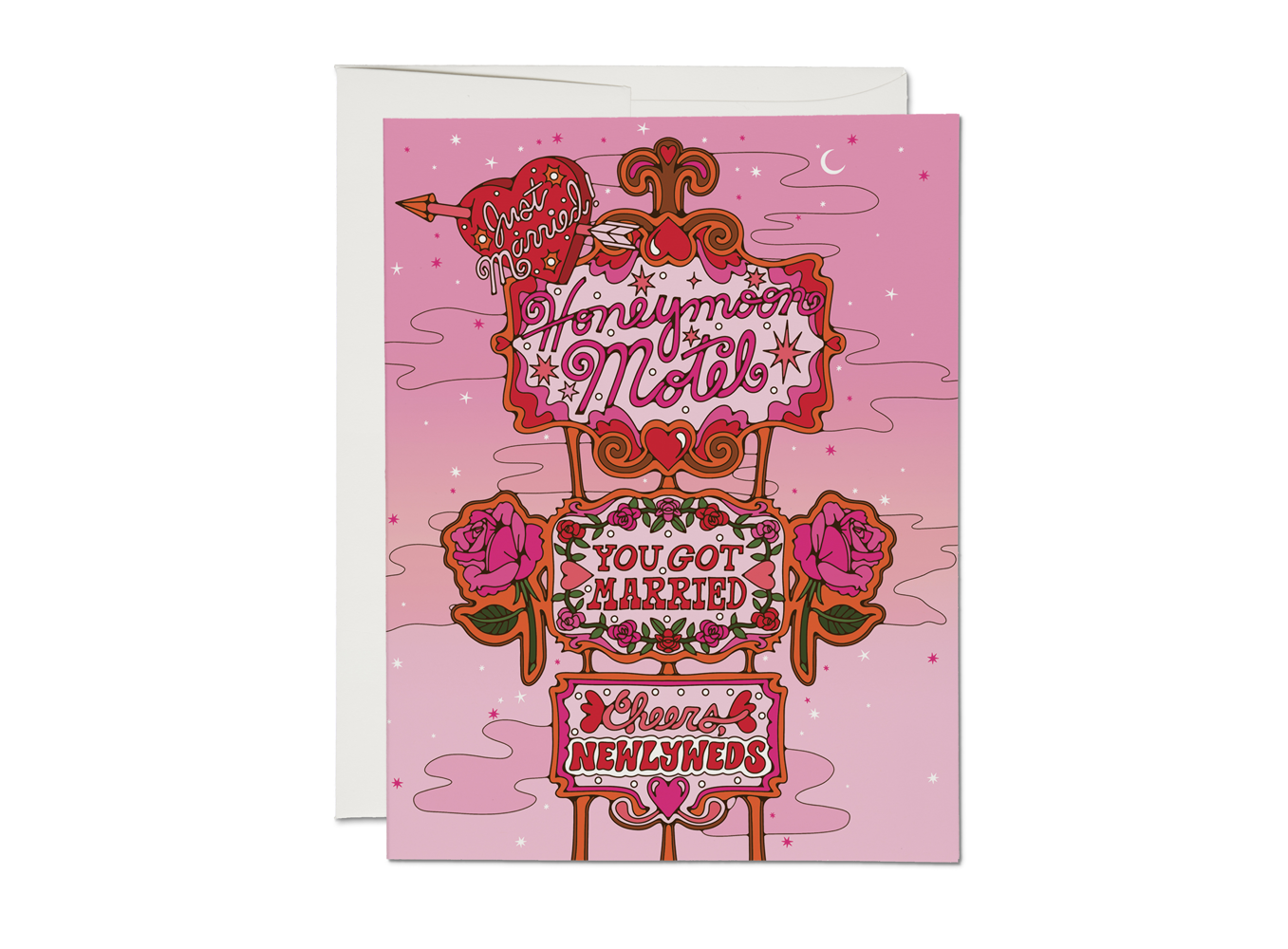 Honeymoon Motel Just Married Card