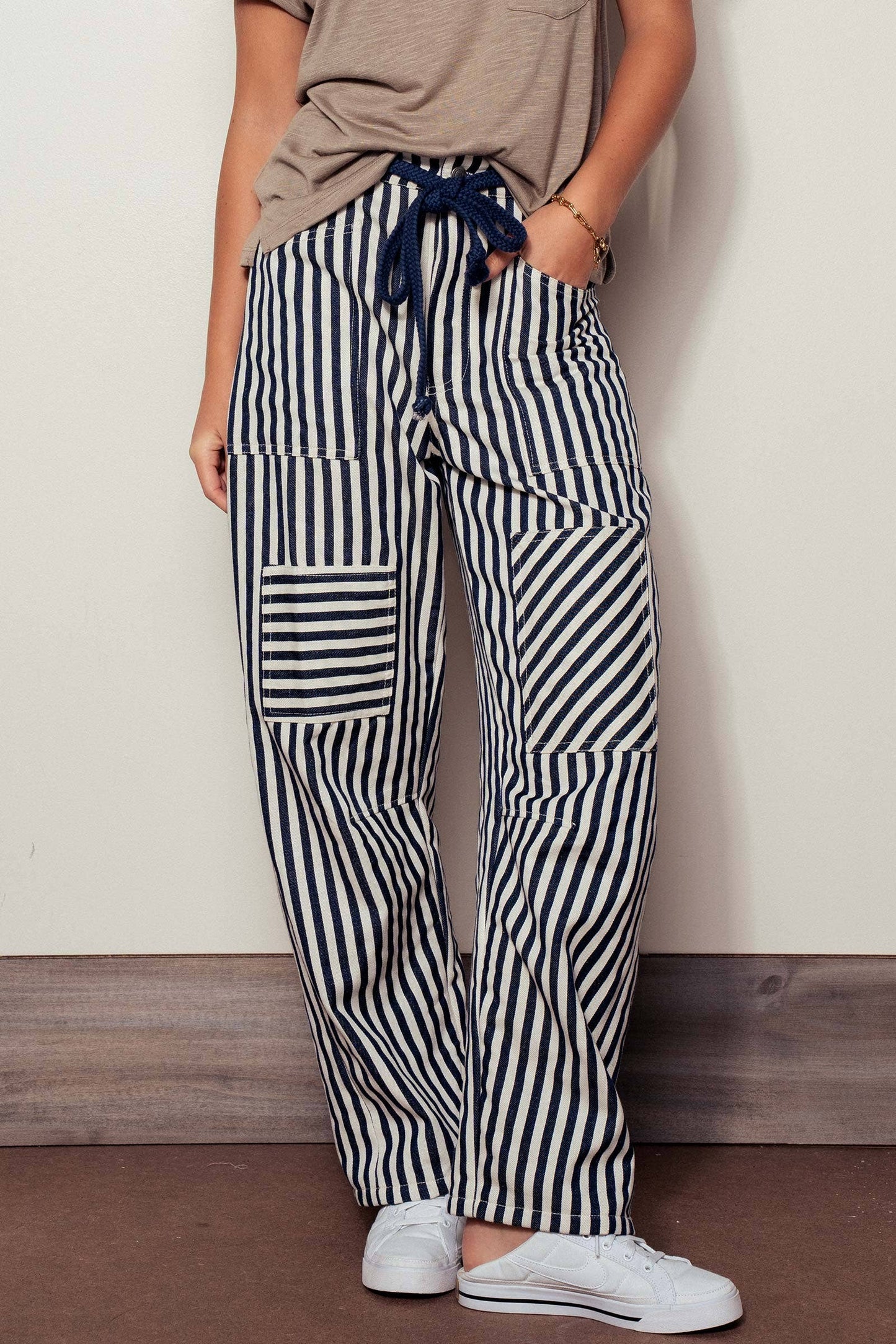 Navy Striped Pants