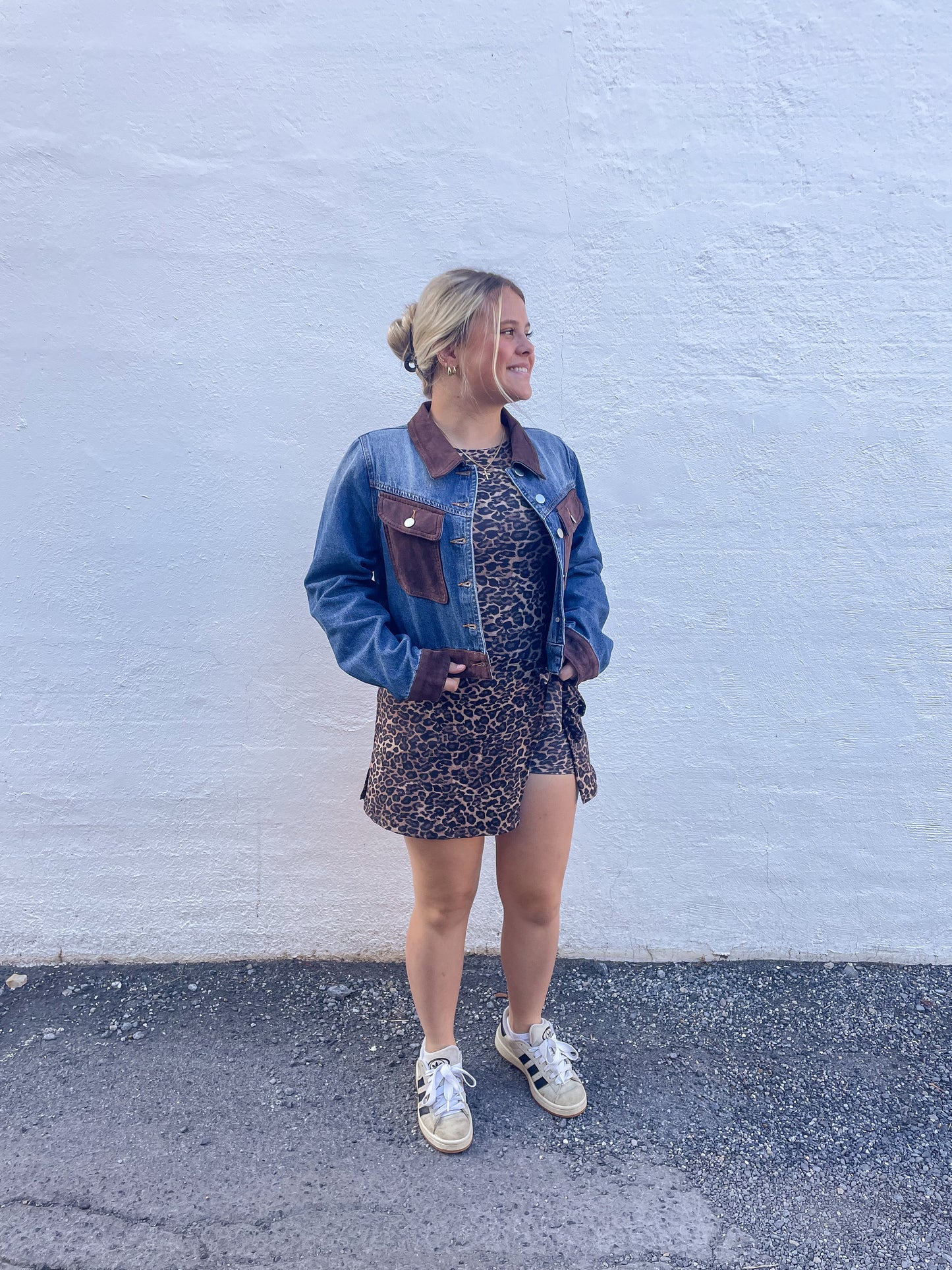 Leopard Wrap Tie Front Dress