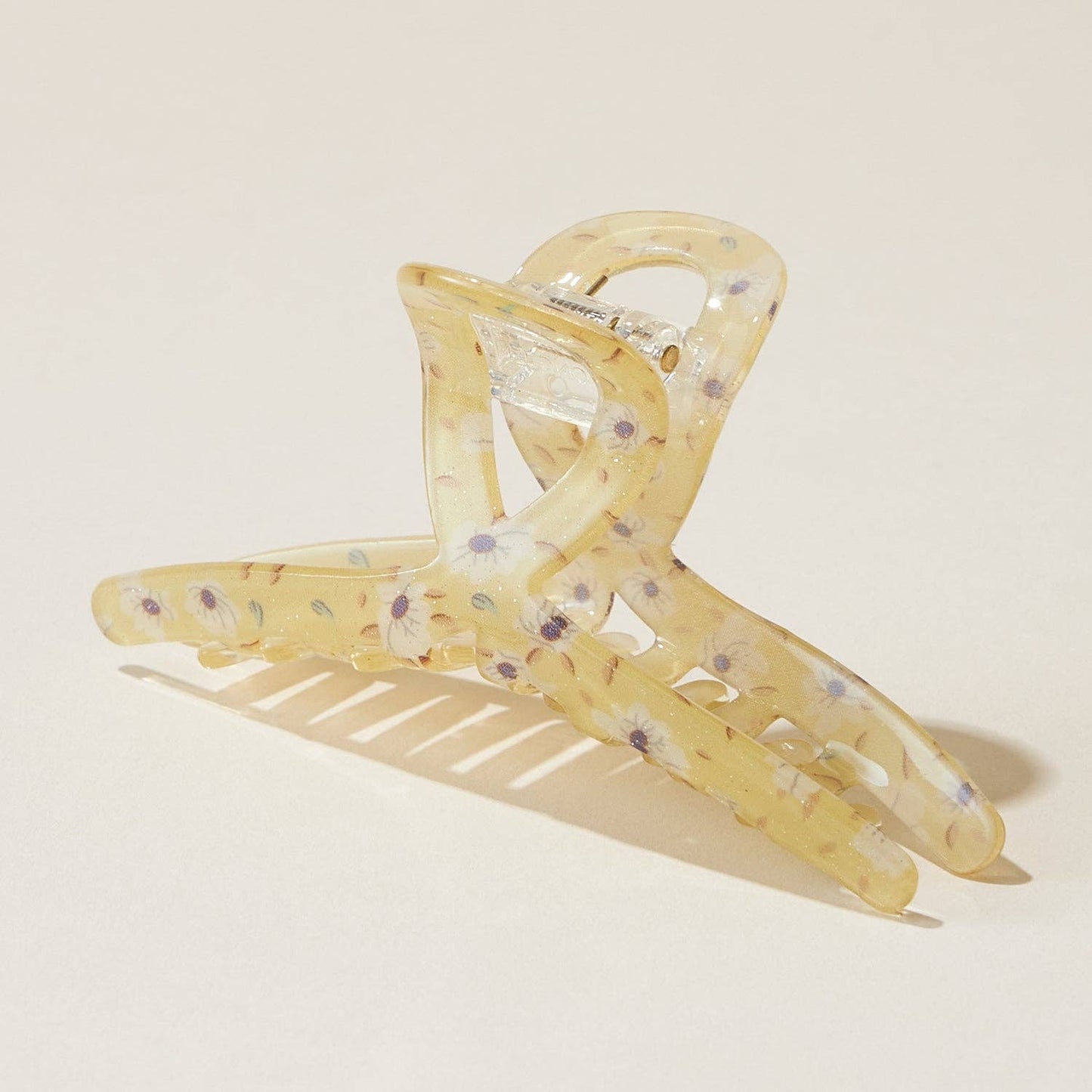 Yellow Floral Claw Hair Clips