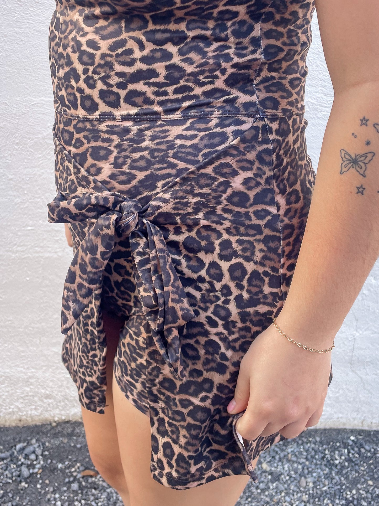 Leopard Wrap Tie Front Dress
