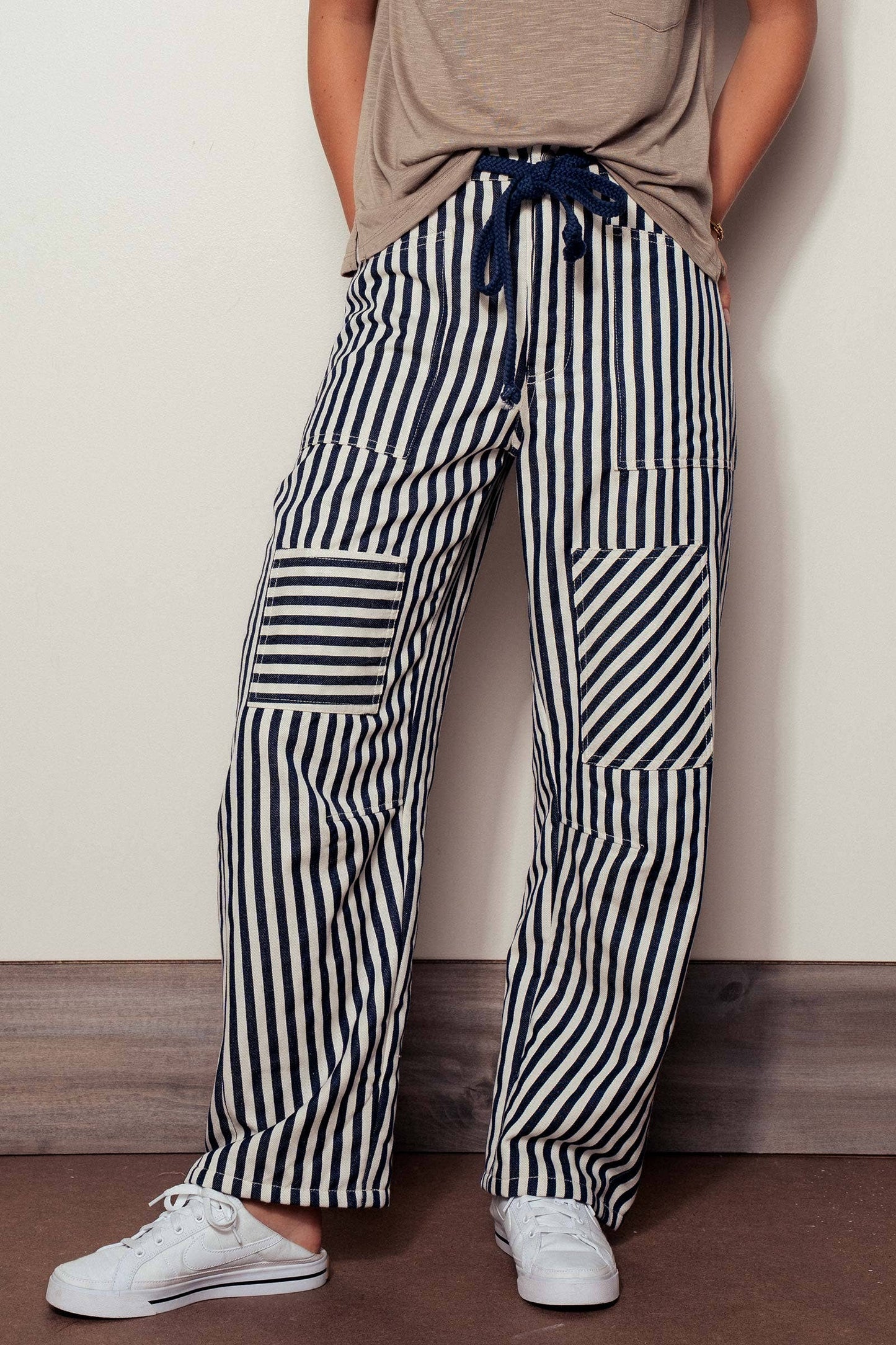 Navy Striped Pants