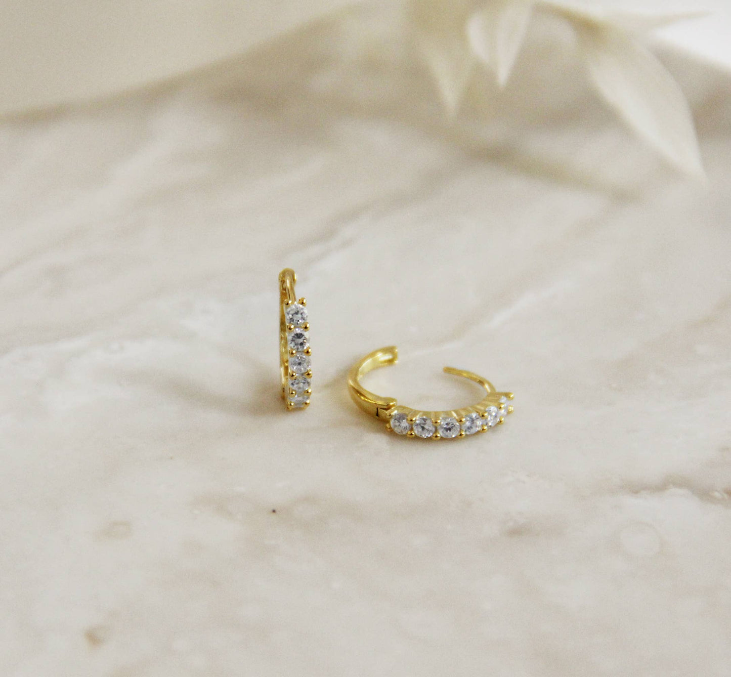 Mini Thick Diamond Hoops