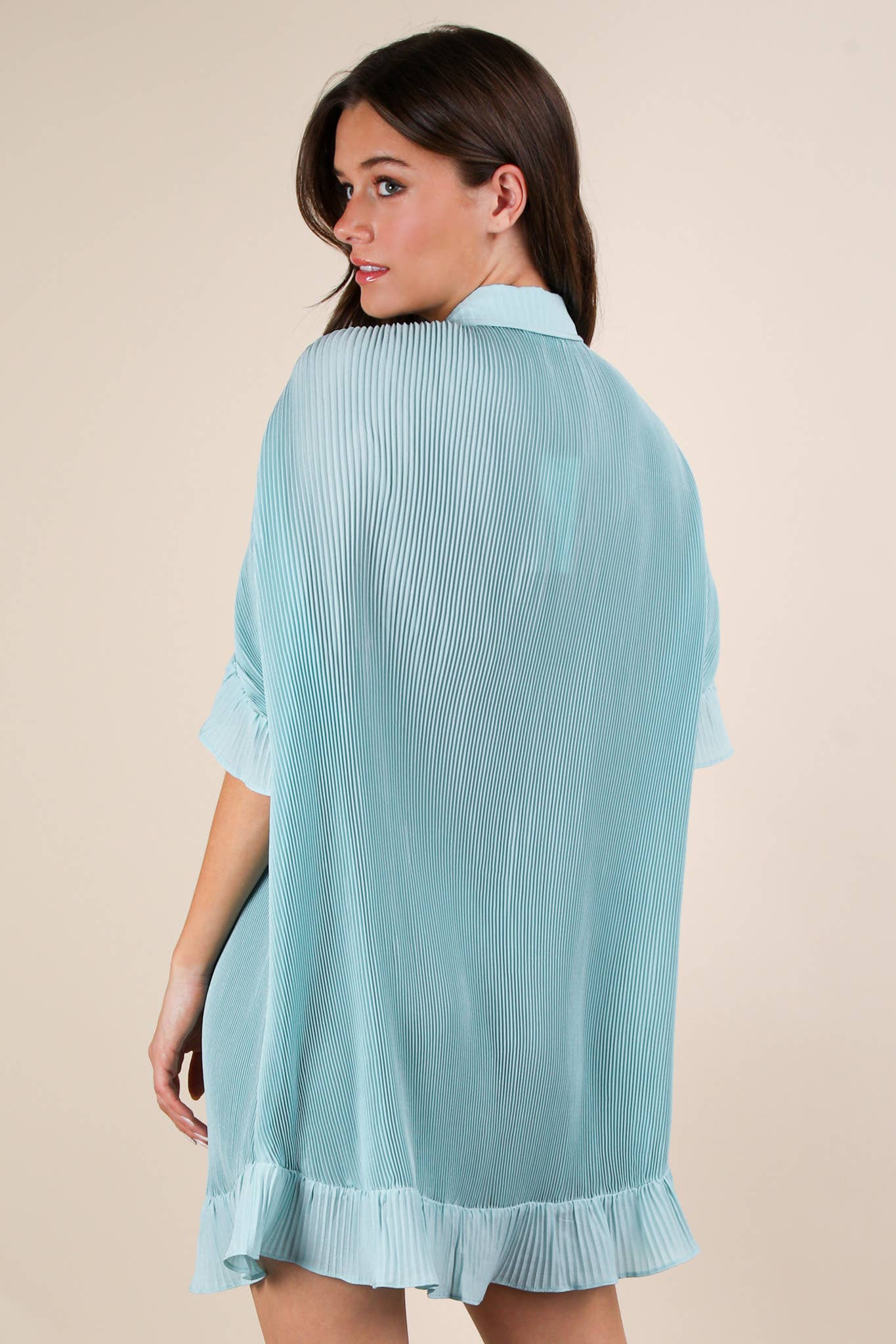 Blue Pleated Mini Dress