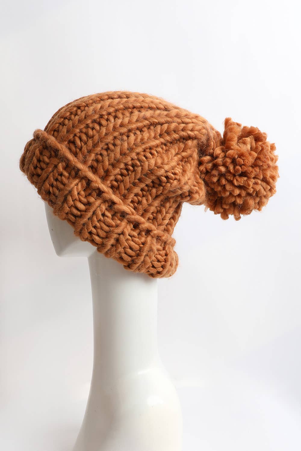 Brown Cable Knit Beanie