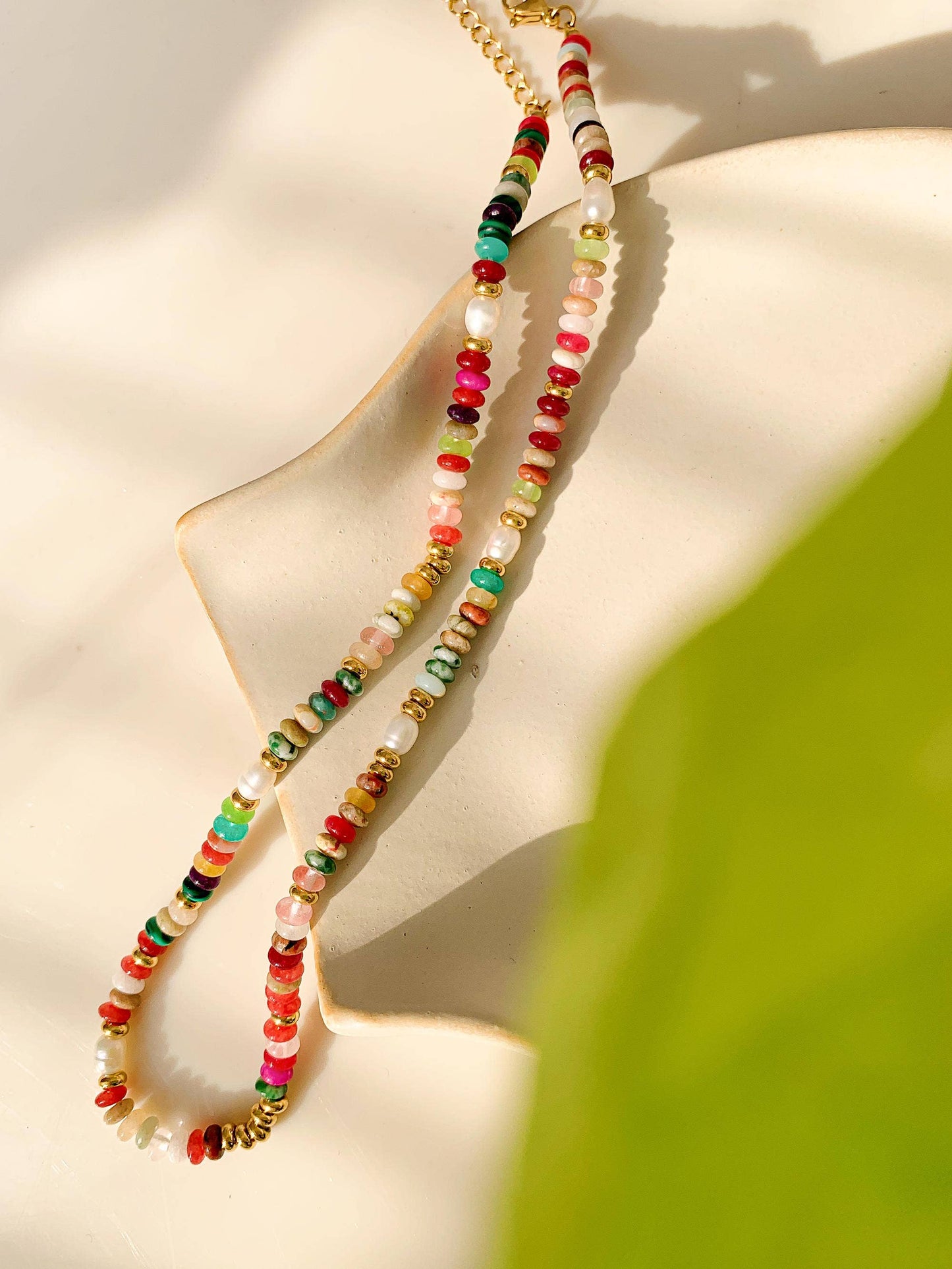 Multicolored Beaded Pearl Necklace