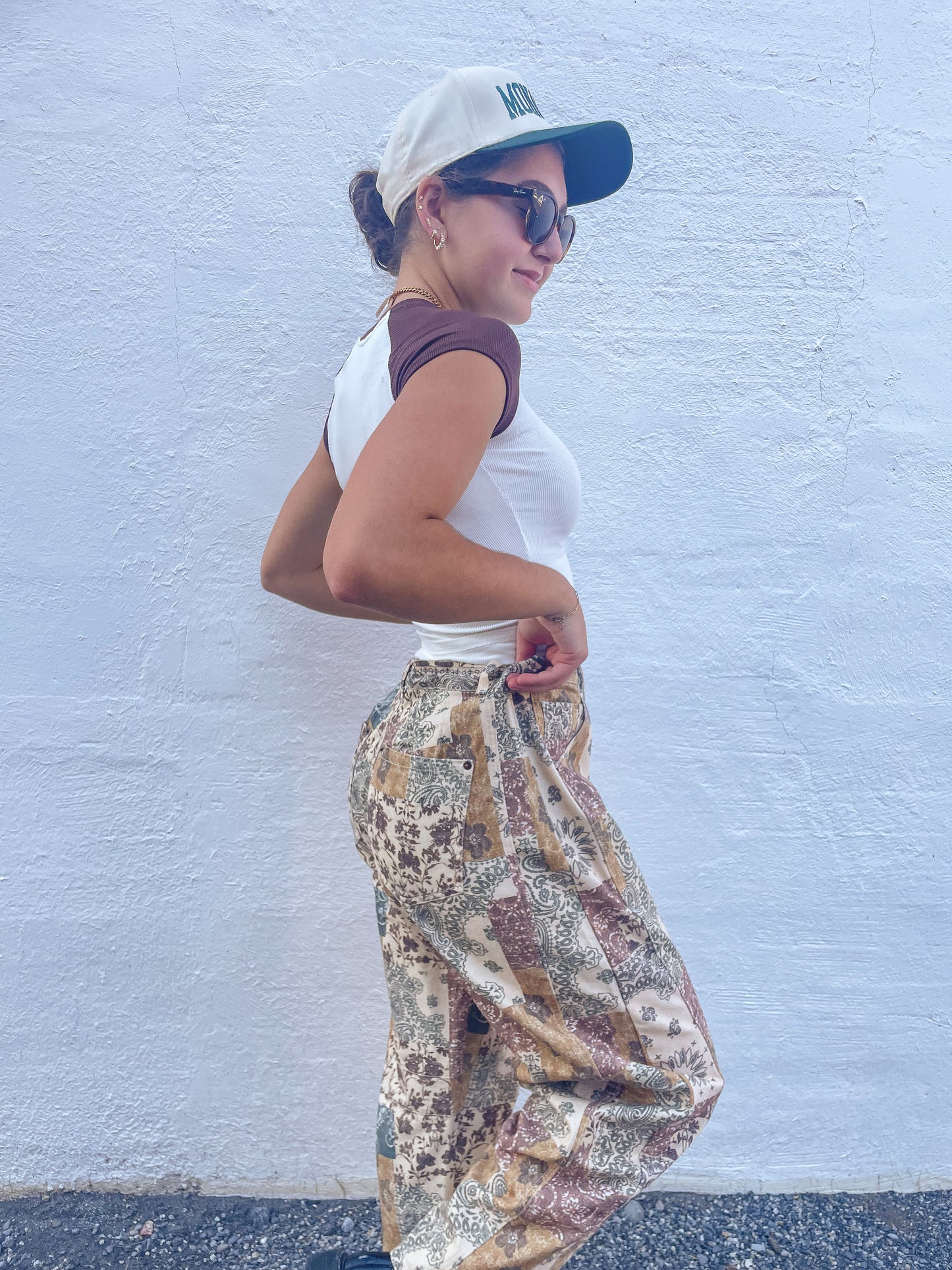 Patchwork Barrel Pants