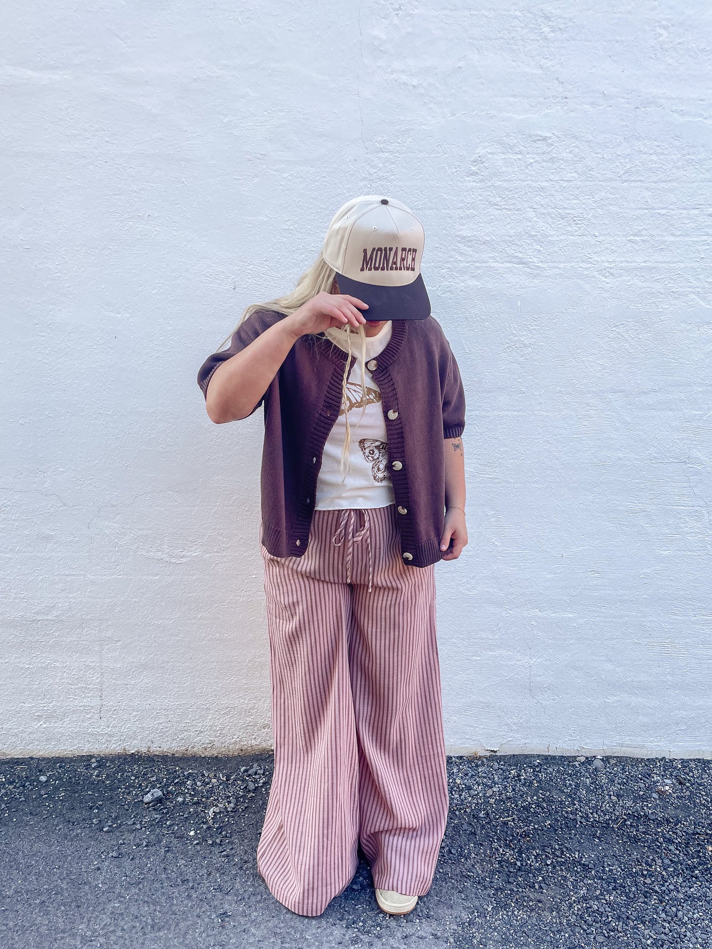 Pink Striped Drawstring Pants