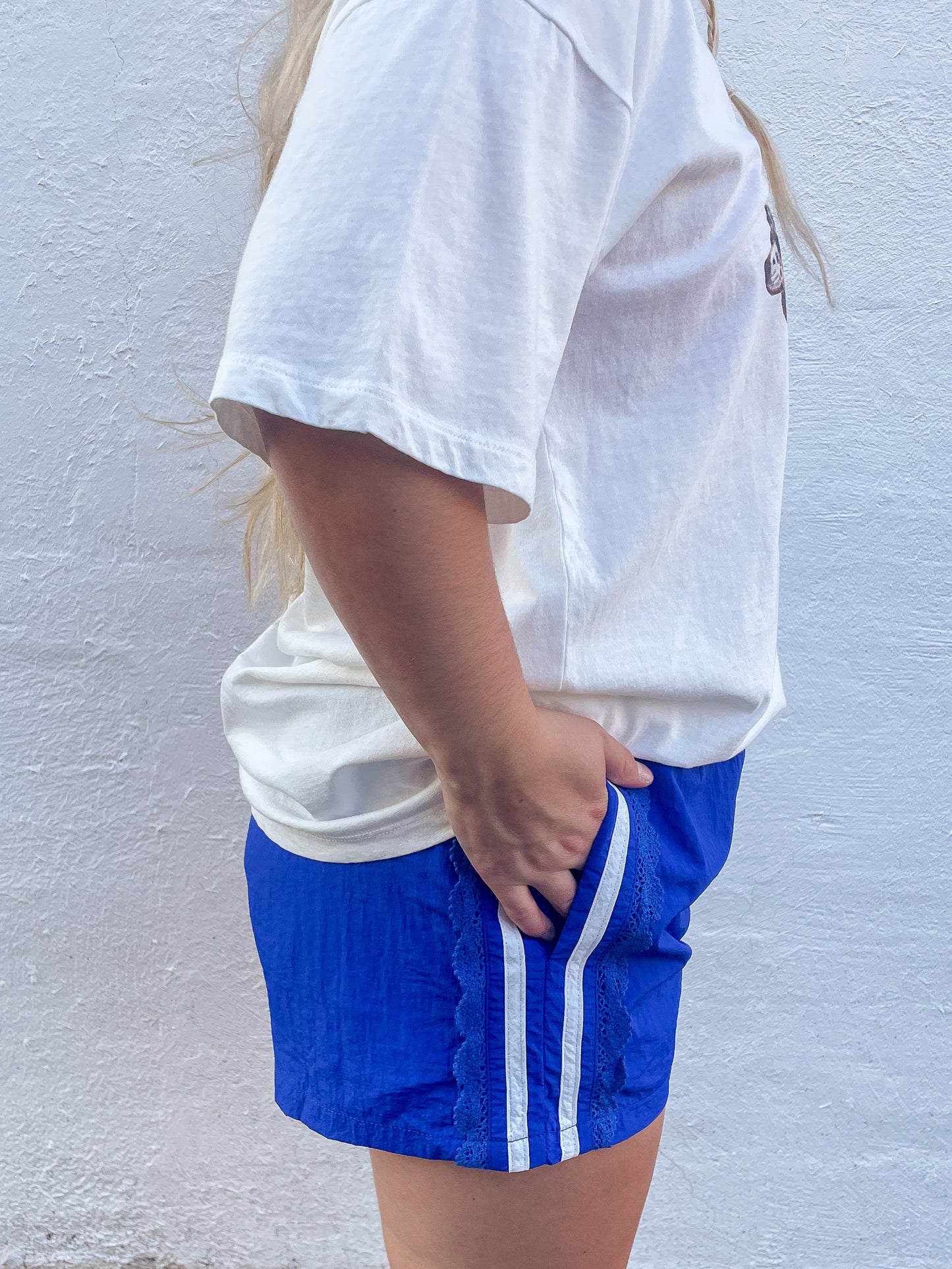 Blue Lace Trim Shorts