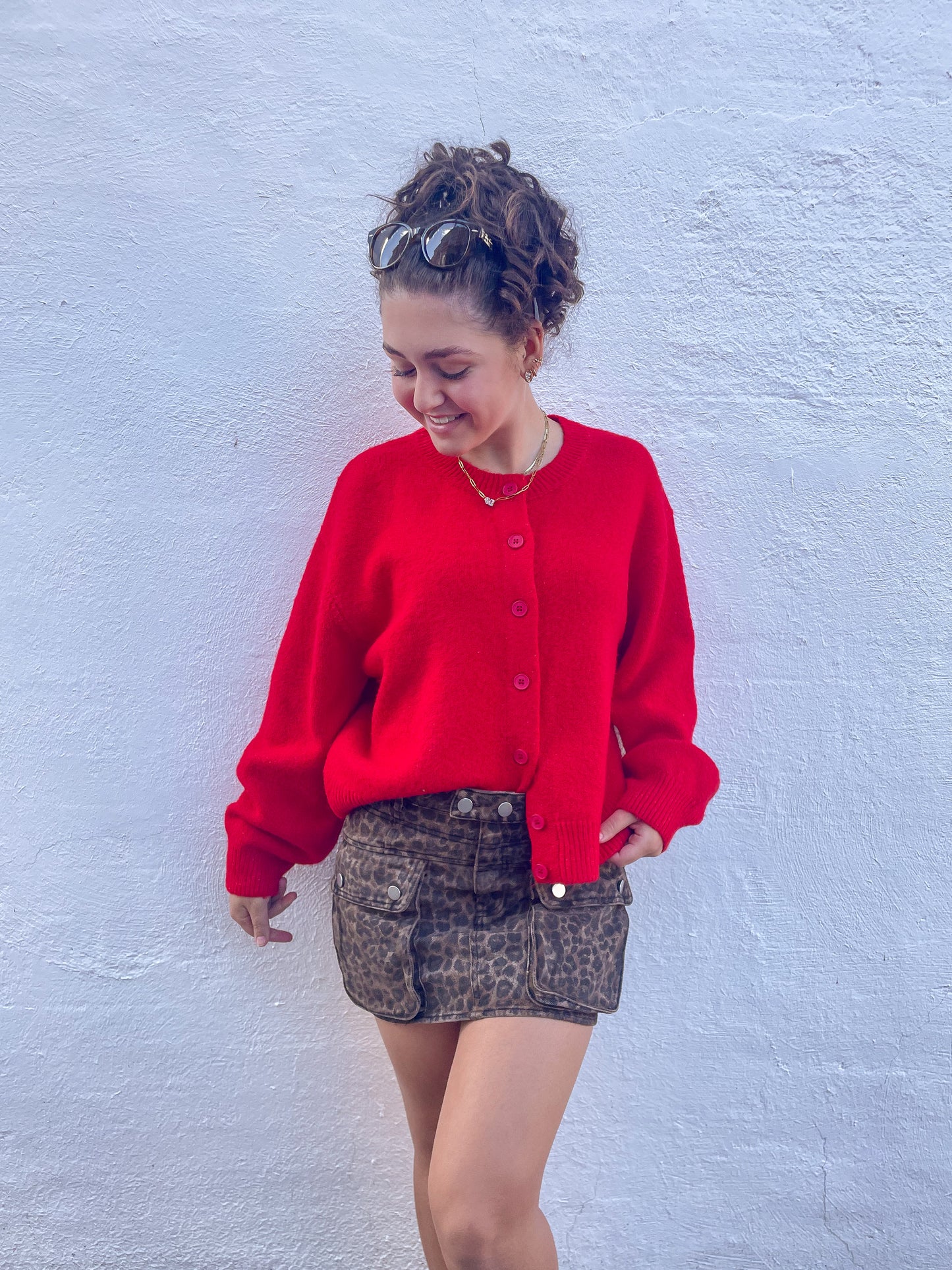 Leopard Denim Skirt