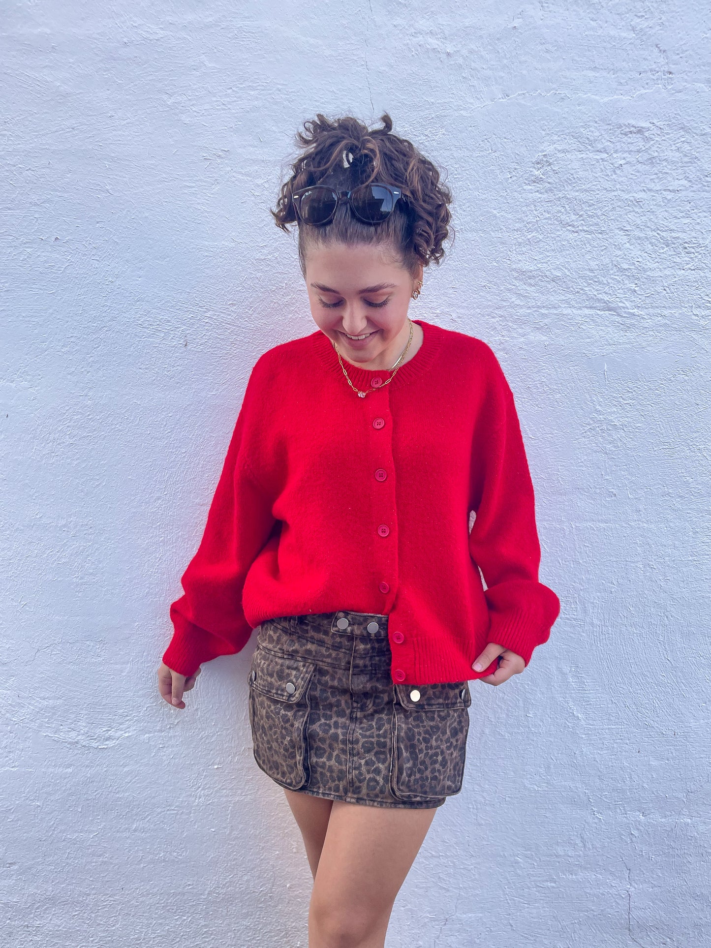 Leopard Denim Skirt