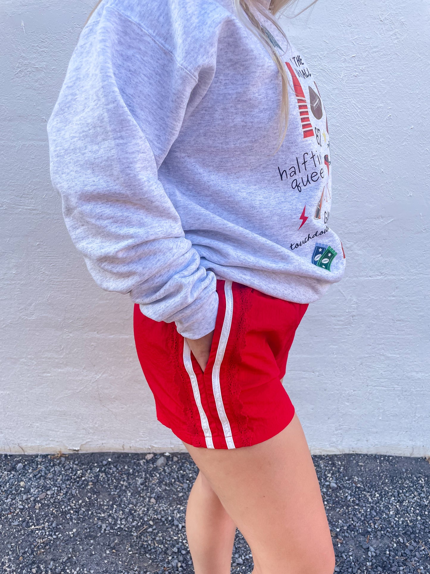 Red Lace Trim Shorts