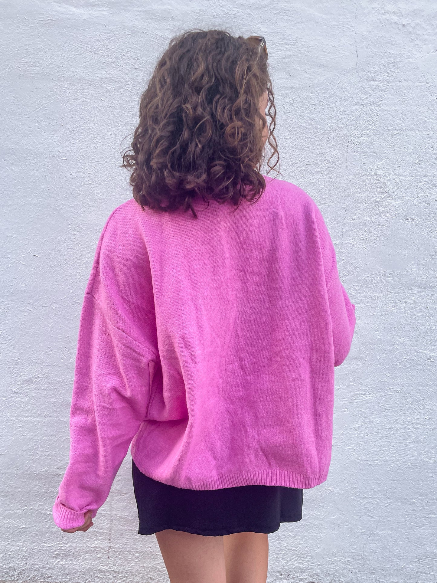 Pink Knit Button Up Sweater