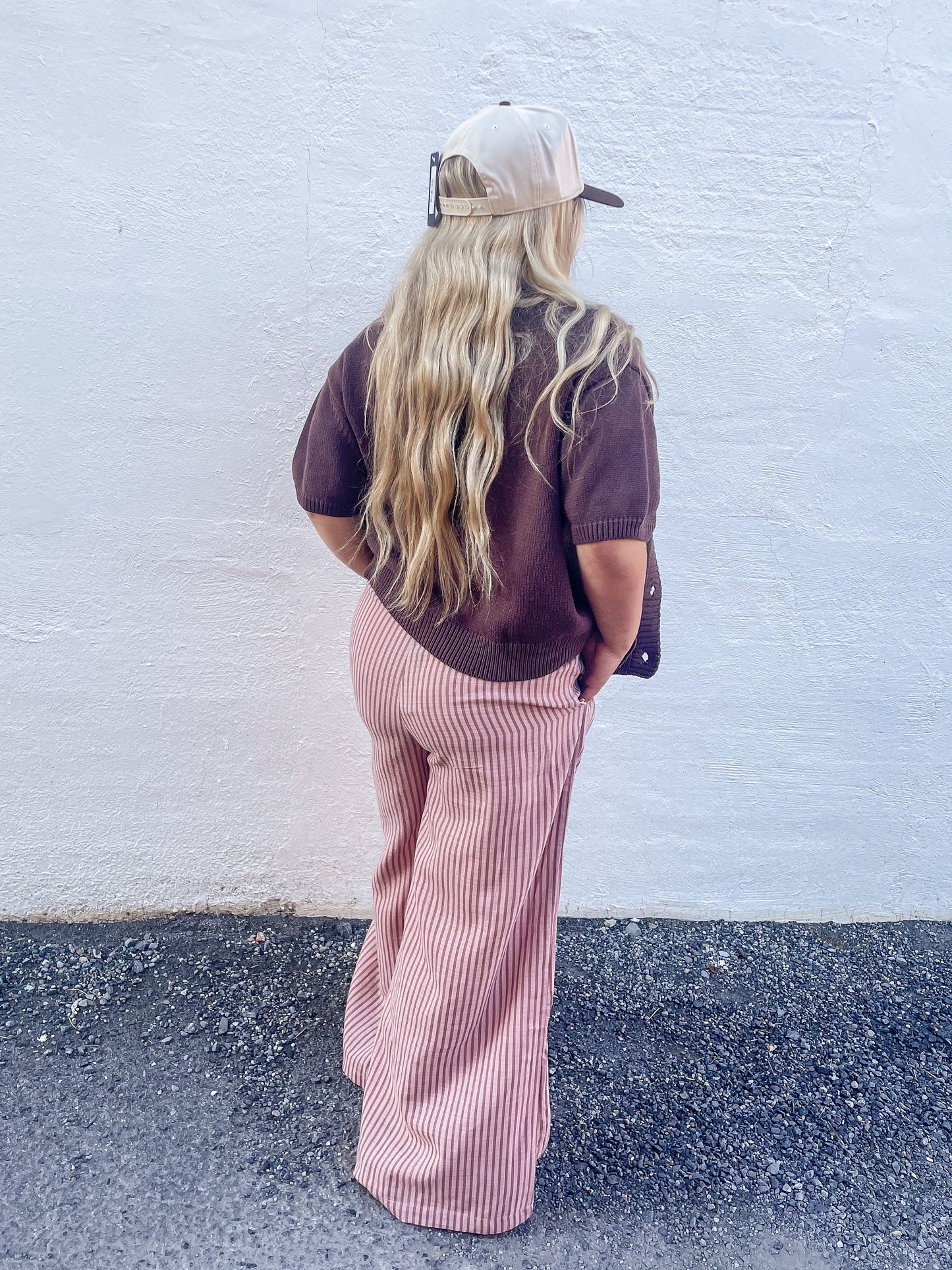 Pink Striped Drawstring Pants