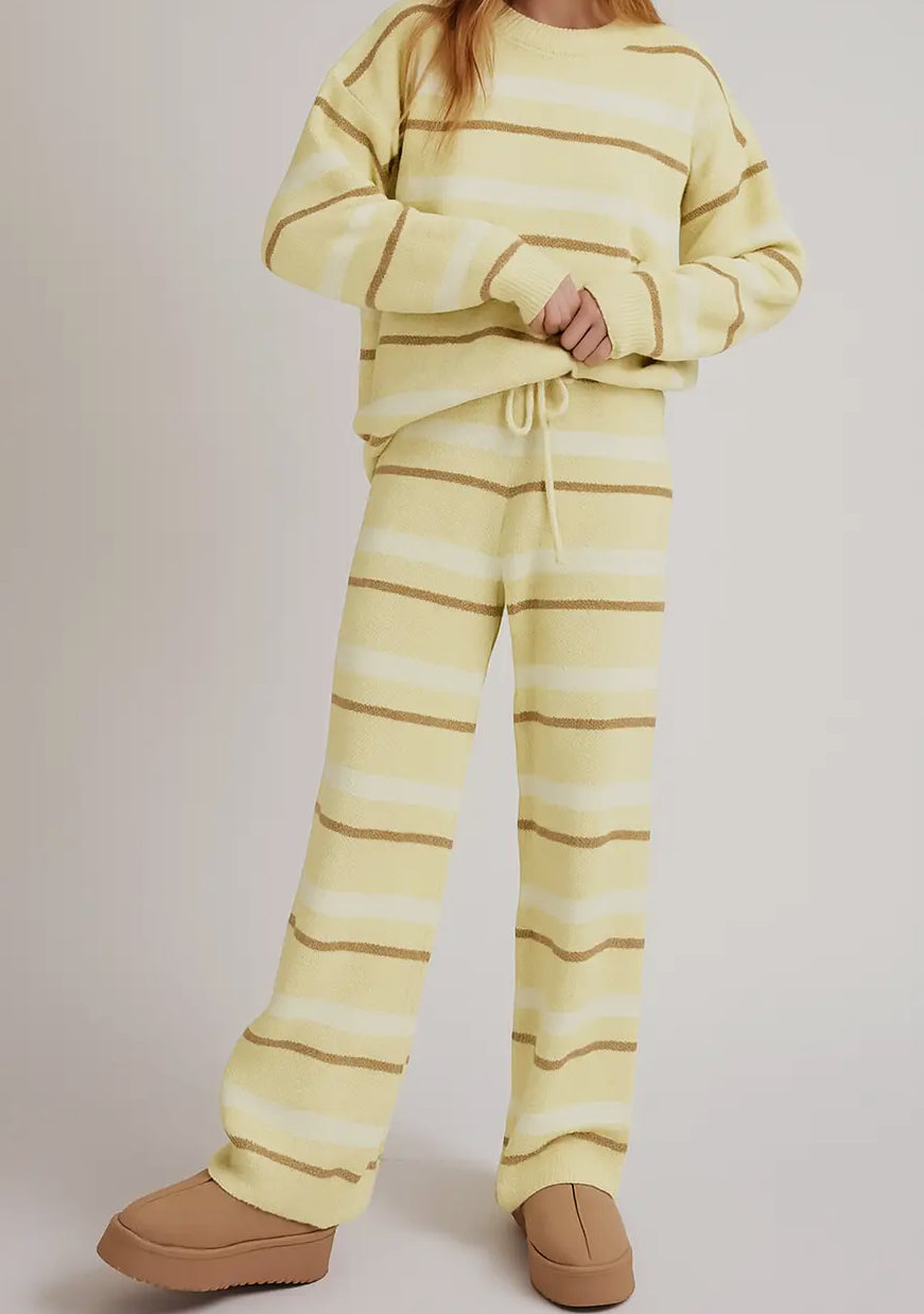 Yellow Striped Sweater Set