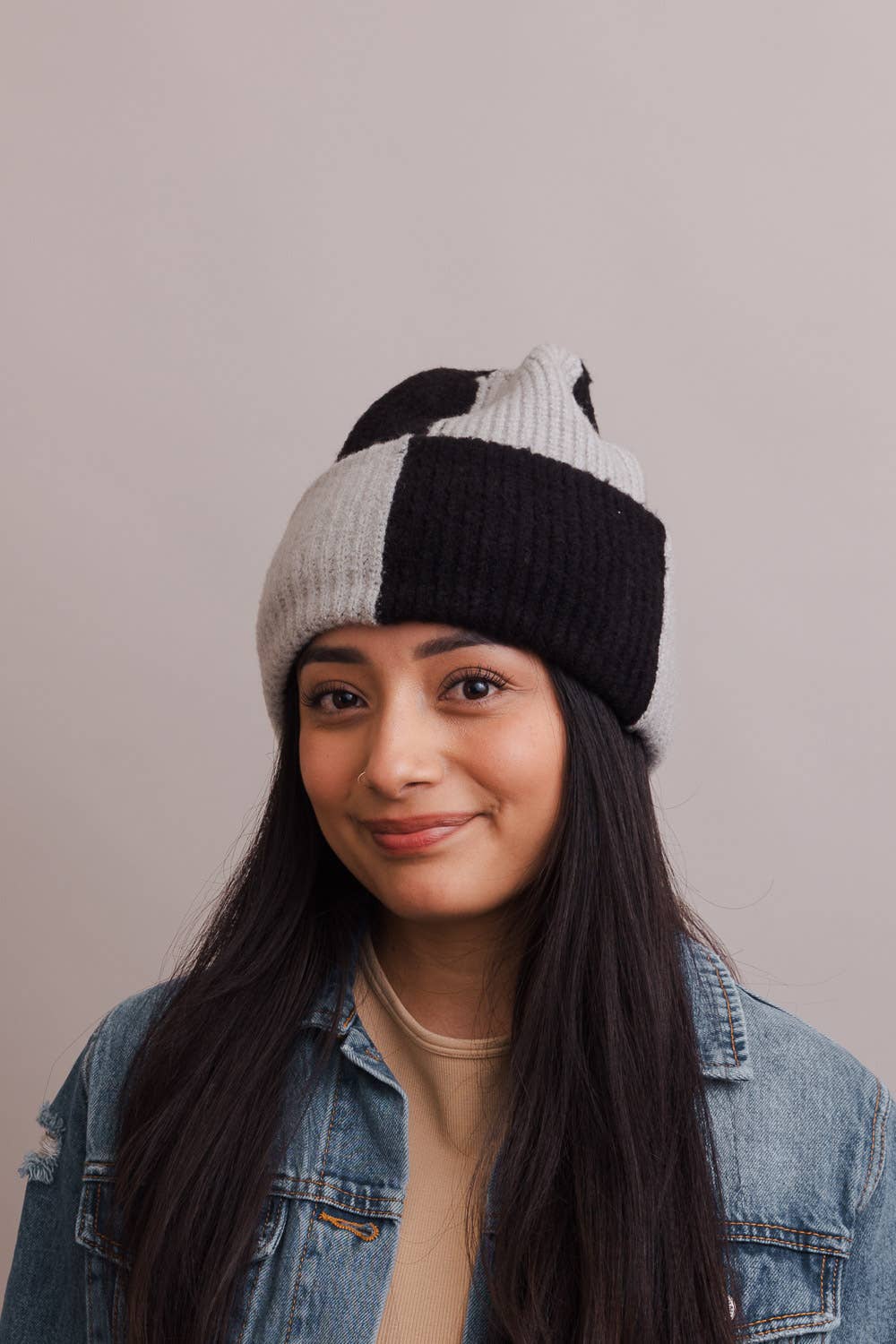 Two Tone Knit Beanie