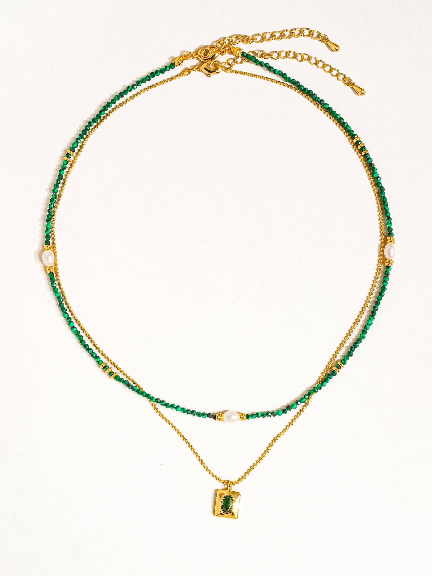 Green Beaded Layer Necklace