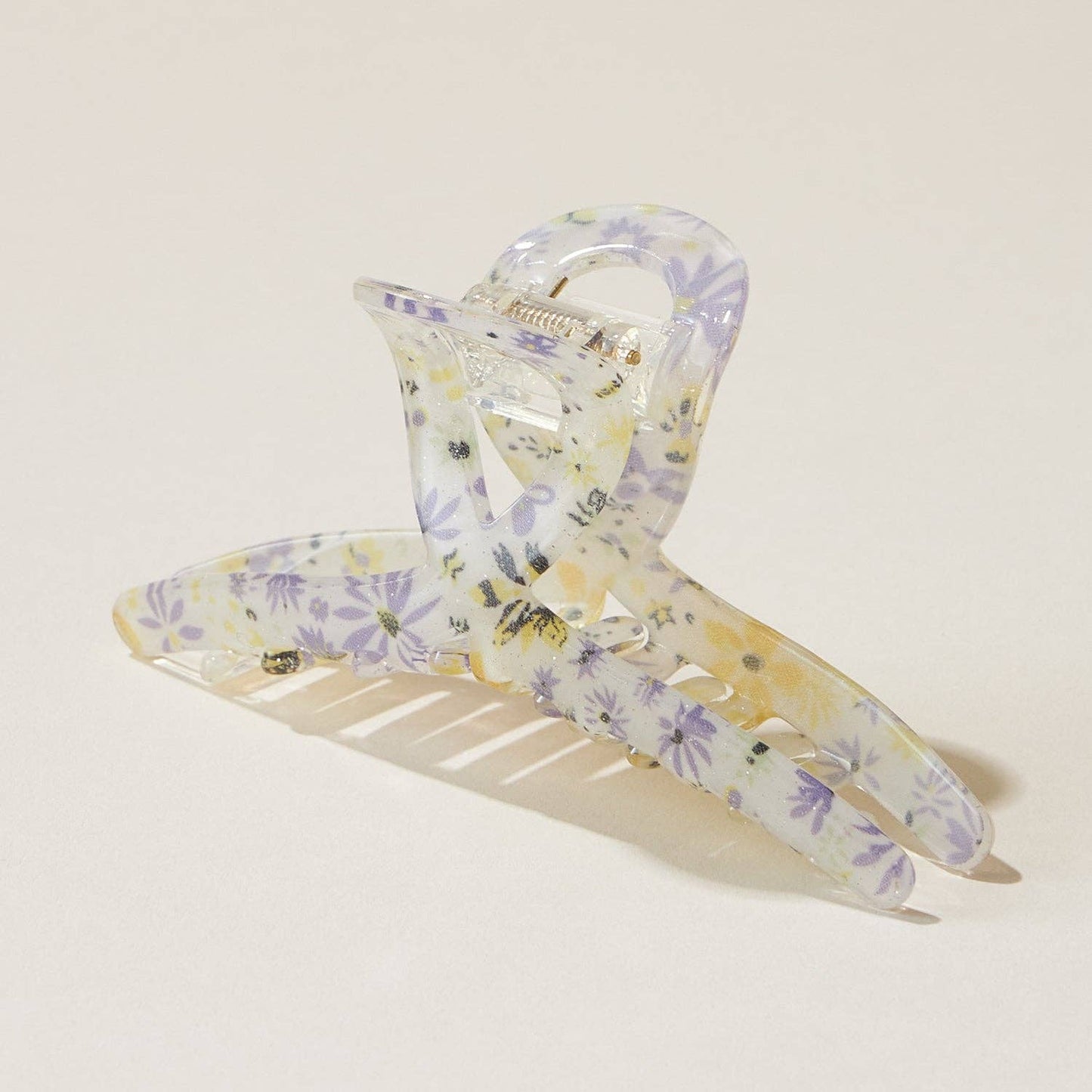 Purple Floral Claw Hair Clip