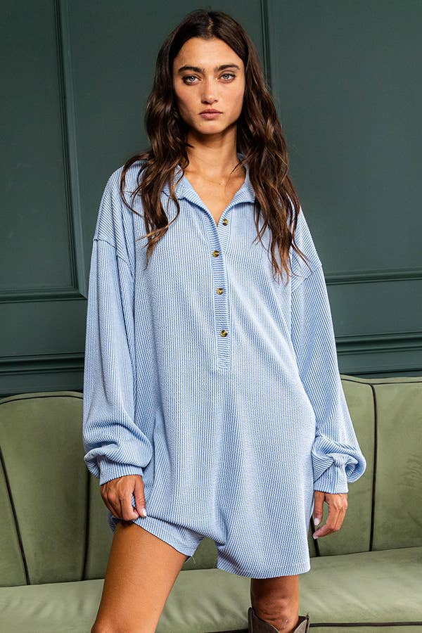Blue Knit Romper