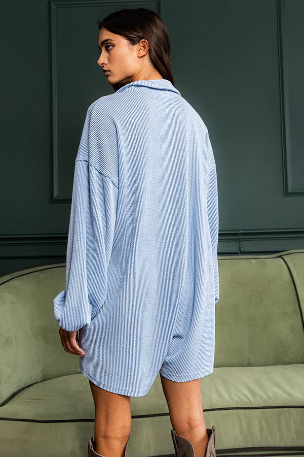 Blue Knit Romper
