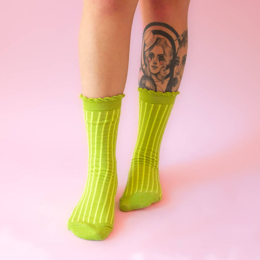 Striped Crew Socks | Pear