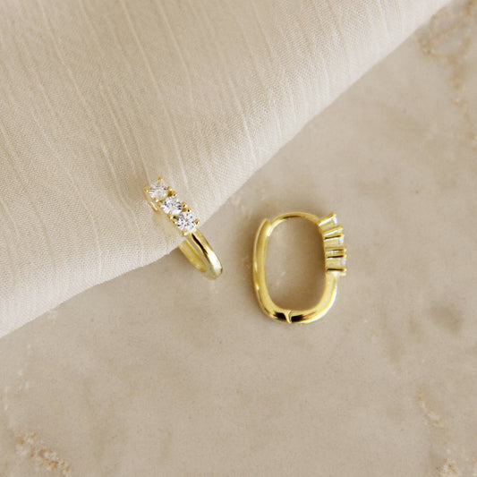 Oval Diamond Hoops