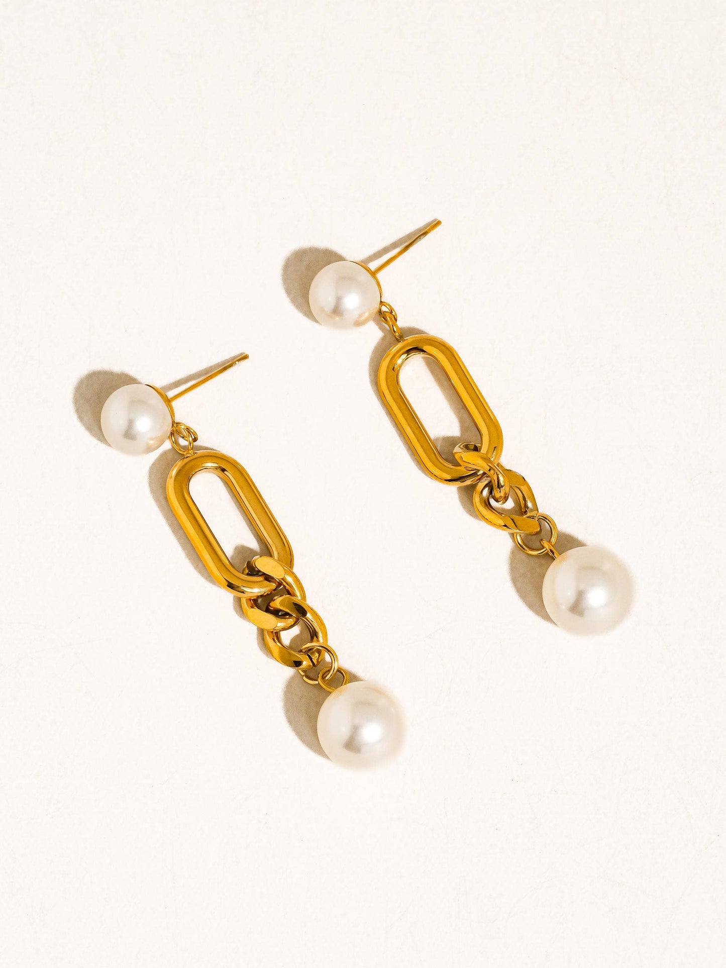 Pearl Drop Chain Earrings