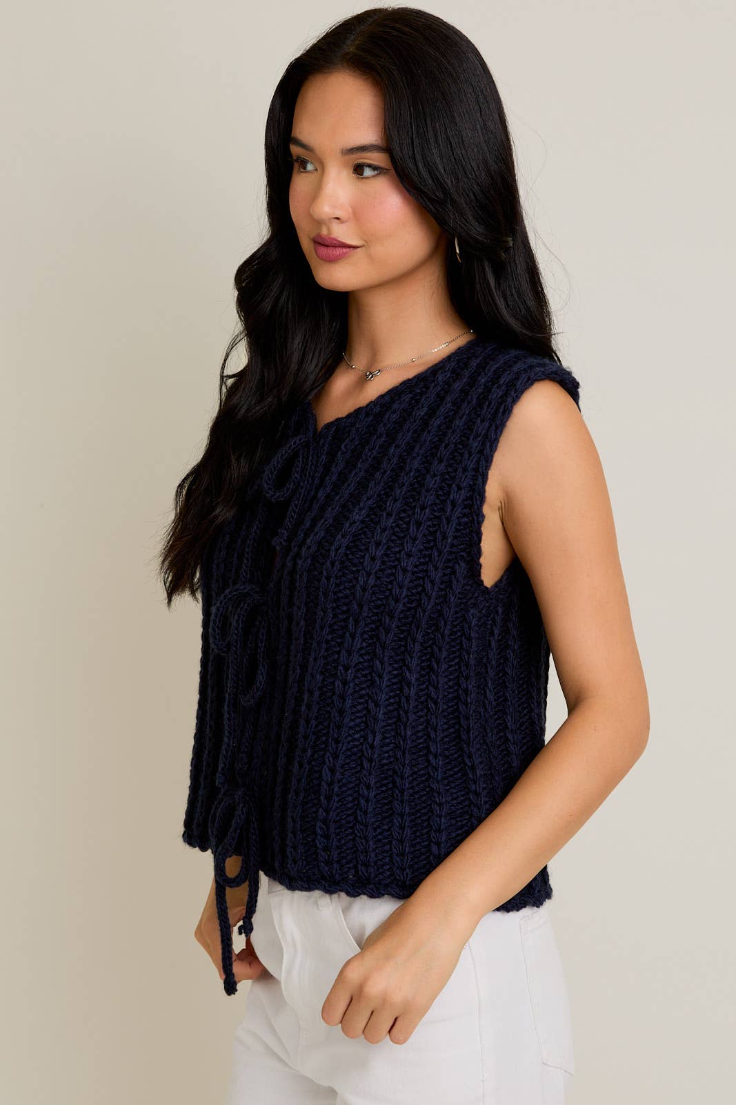 Navy Chunky Button Up Sweater