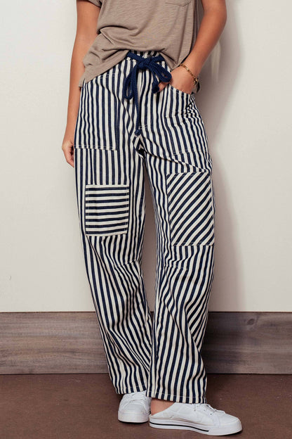 Navy Striped Pants