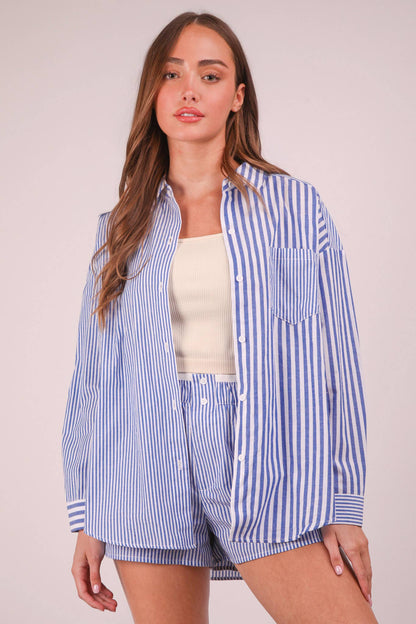 Blue Oversized Striped Set