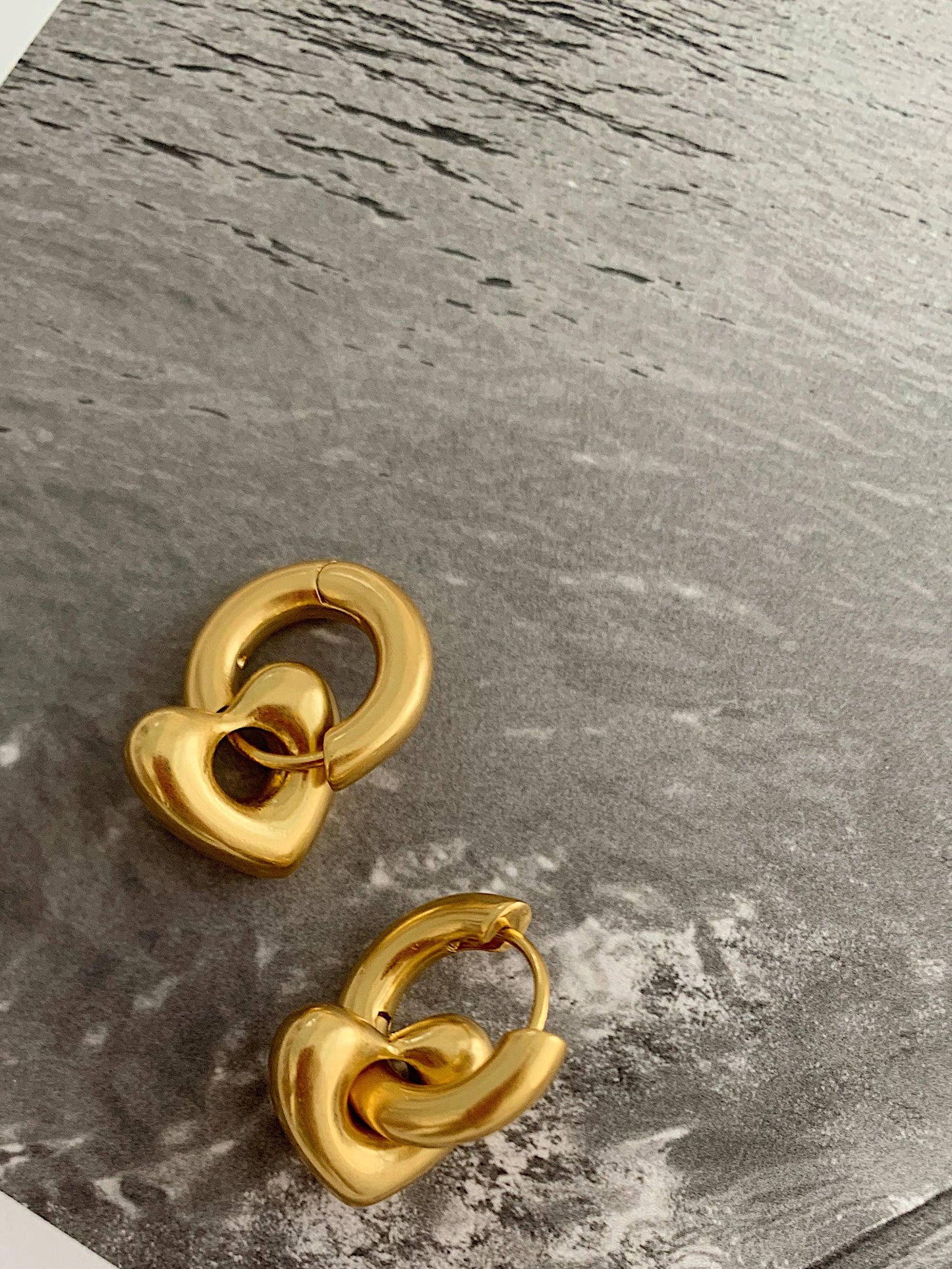 Gold Heart Hoop Earrings