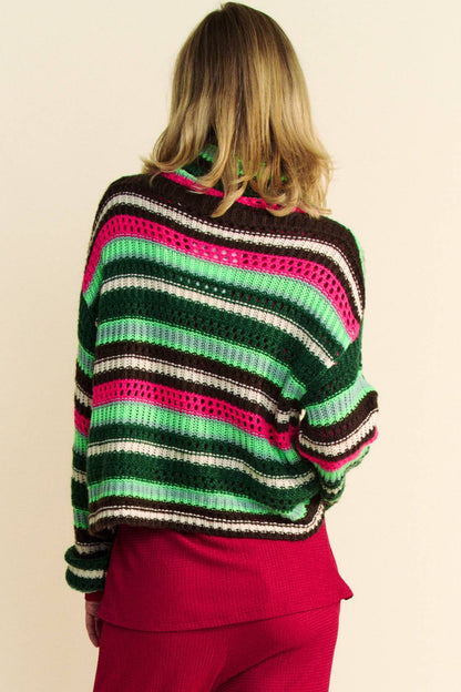 High Neck Stripe Sweater