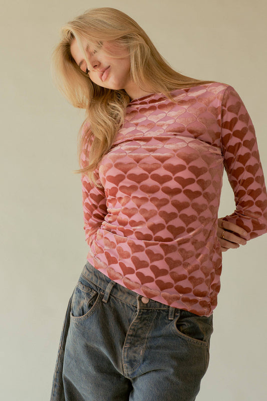 Heart Mesh Top | Pink