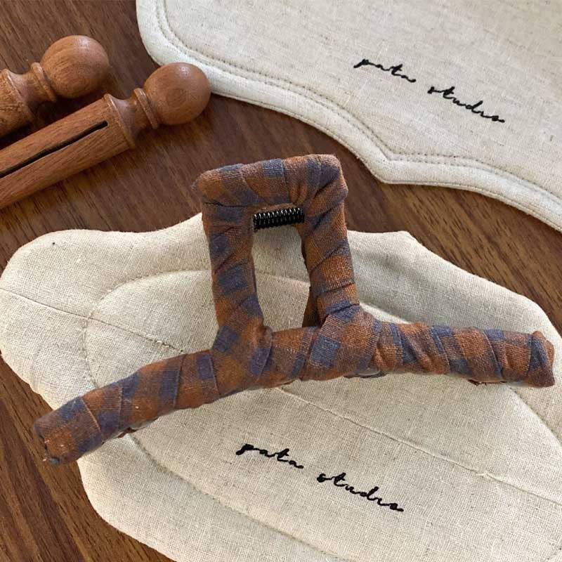 Checkered Fabric Hair Clip