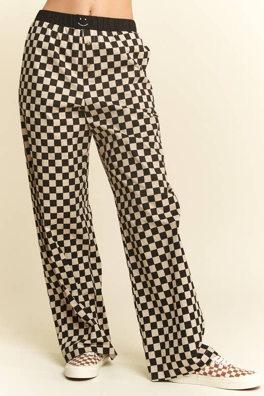 Straight Leg Checkered Pants