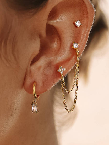 Diamond Chain Earring Set