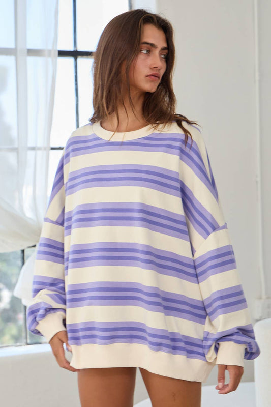 Purple Striped Sweatshirt