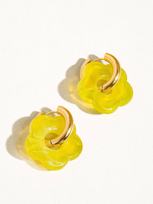 Green Summer Flower Earrings