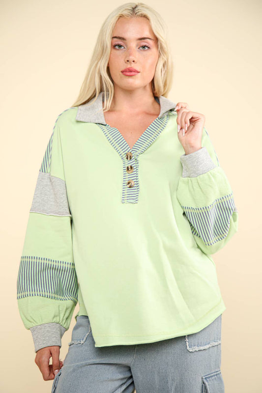 Colorblock Oversized Top | Apple Green