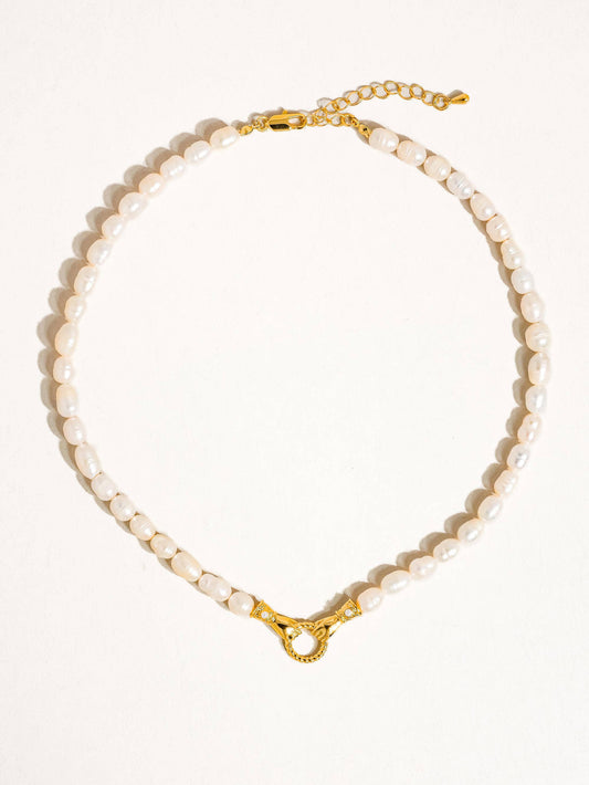 Everleigh Pearl Hands Hoop Necklace