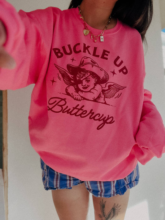 Buckle Up Buttercup Sweatshirt | Pink