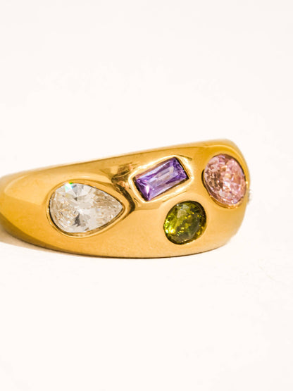 Multicolored Diamond Dome Ring