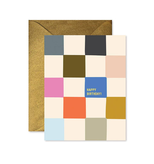 Multicolored Checkered Birthday Card