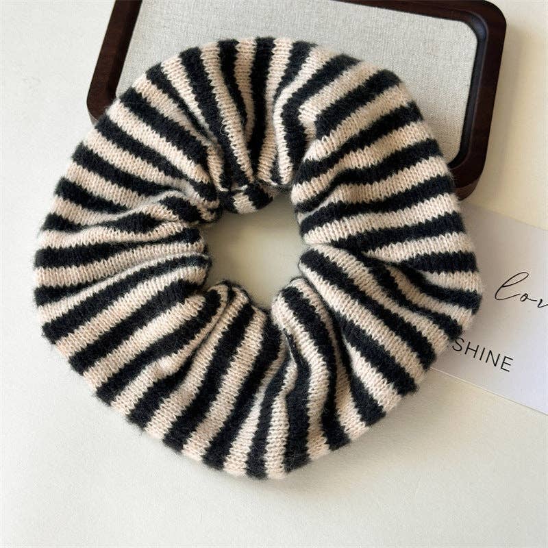 Brown Striped Scrunchie