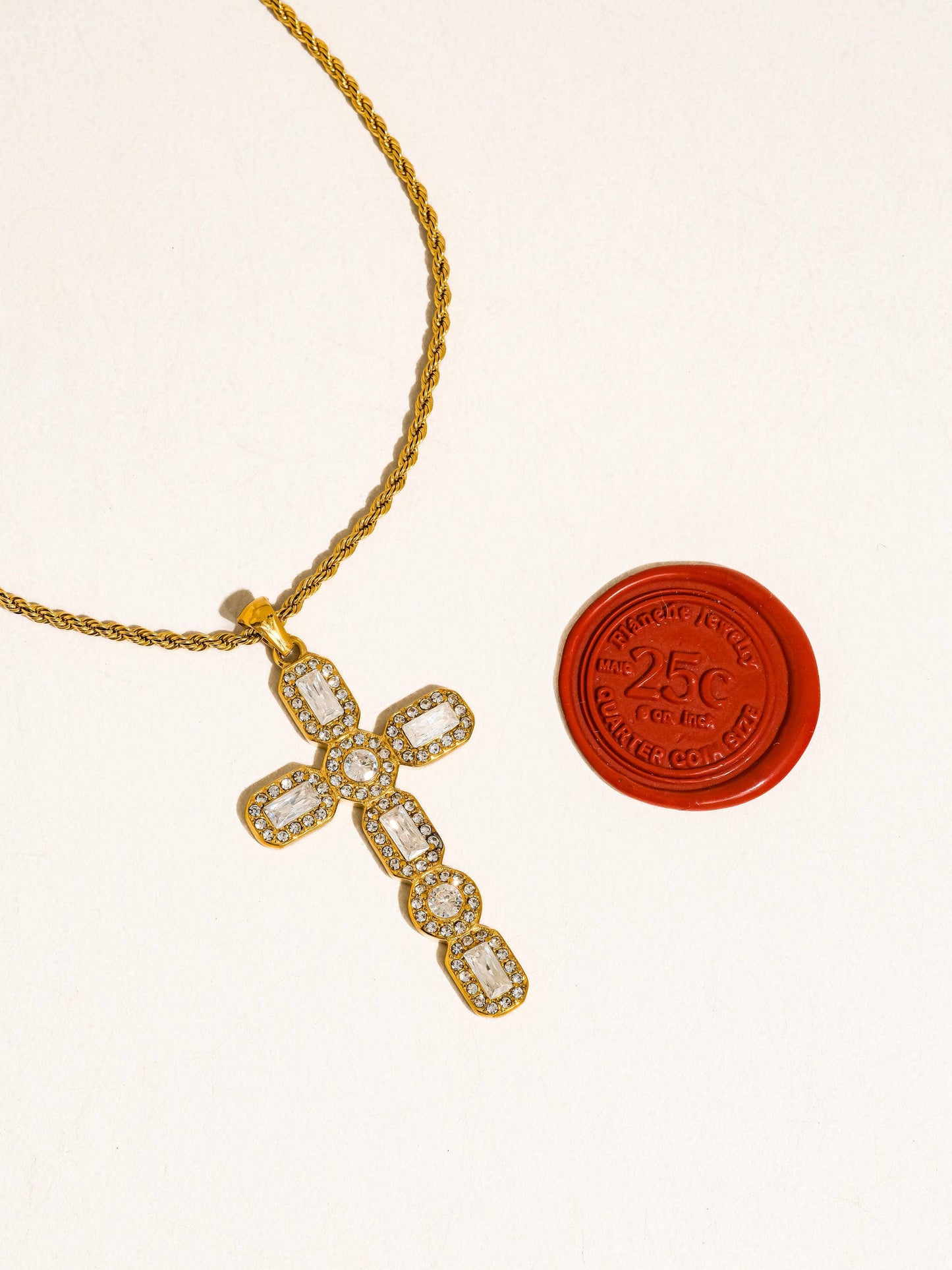 Diamond Plated Cross Necklace