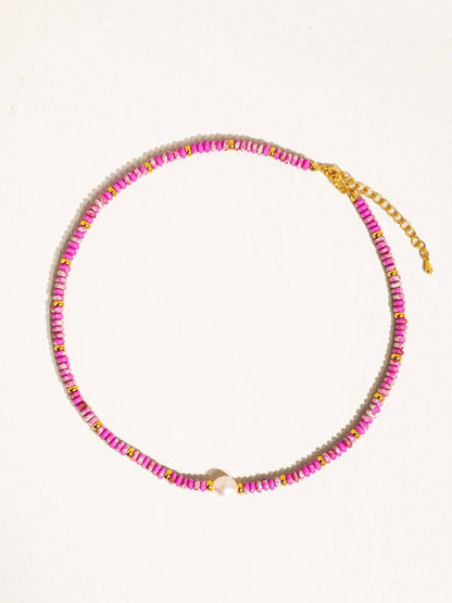 Purple Beaded Pearl Necklace