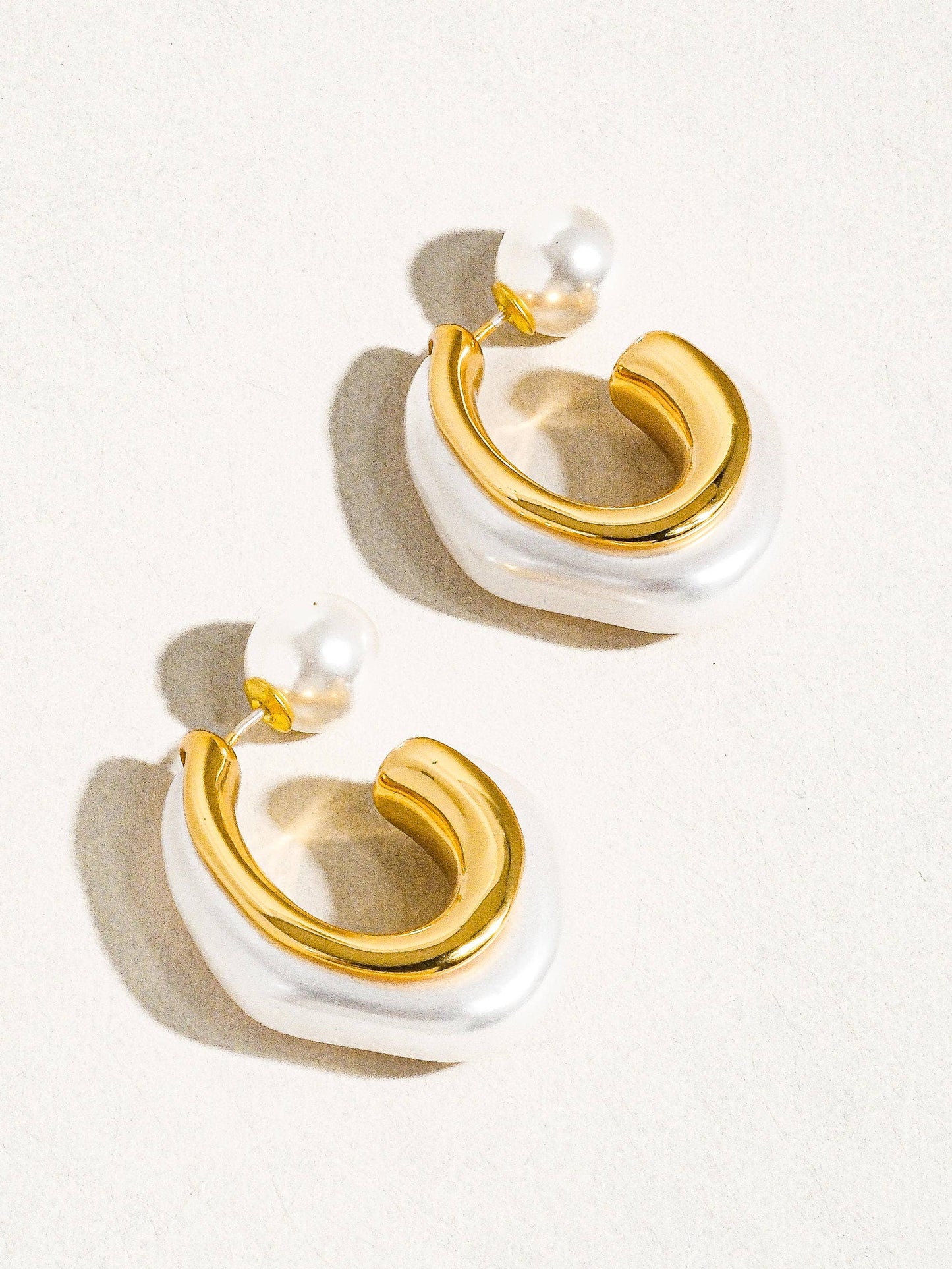 Pearl C Hoop Earring | White