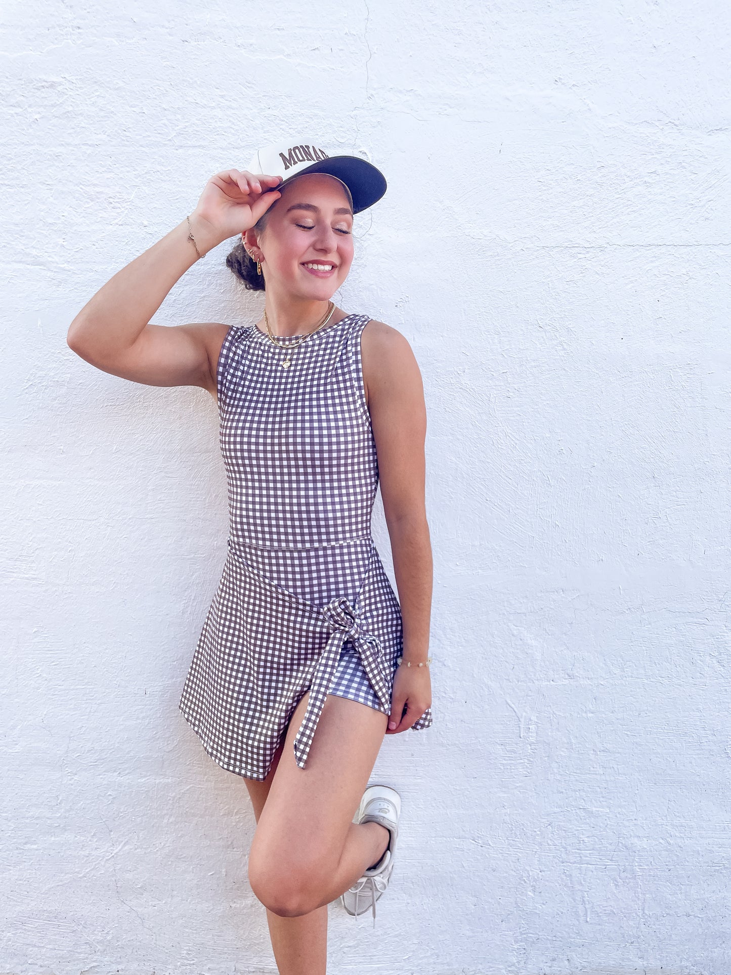 Gingham Wrap Tie Front Dress