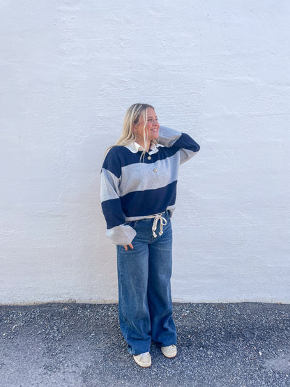 Striped Polo Sweater