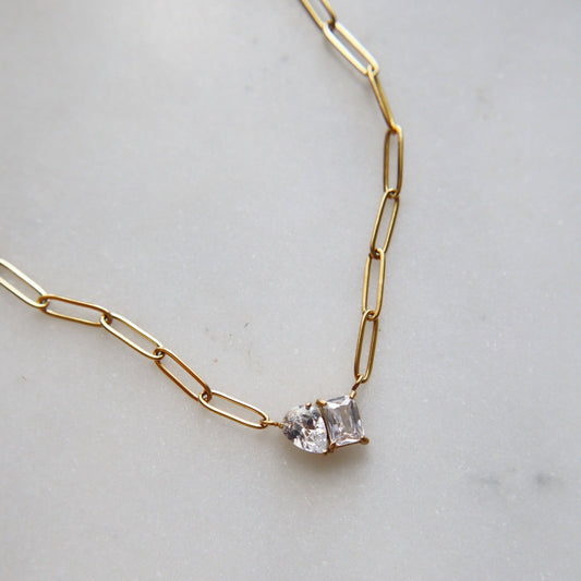 Diamond Paperclip Necklace